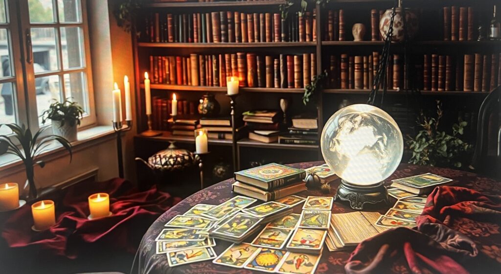 tarot card reading room set up