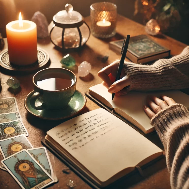 A-calm-and-peaceful-scene-of-someone-journaling-after-a-tarot-reading