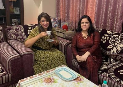 mrs Sandhya boygah with coffee reader monica